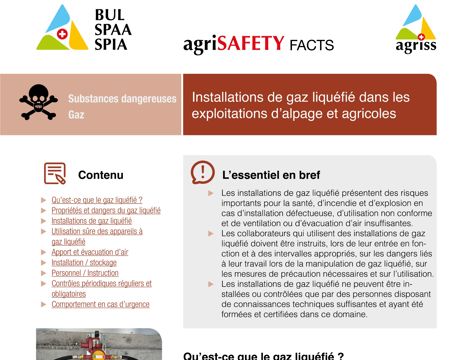 Installations de gaz liquéfié dans les exploitations d’alpage et agricoles